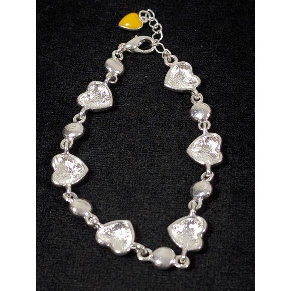 Yellow Ribbon Awareness Bracelet Rhinestone Heart Tennis 7" - Picture 7 of 8